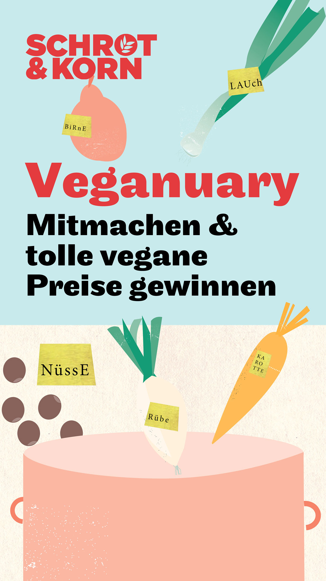 Veganuary Post Januar 2023; Illustration: Babette Klöpfer